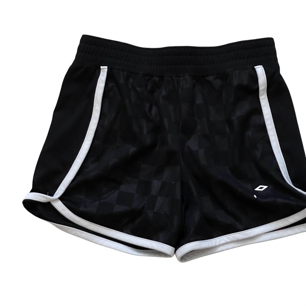 Umbro Girls Black White Stripe Shorts Size Medium 7/8
